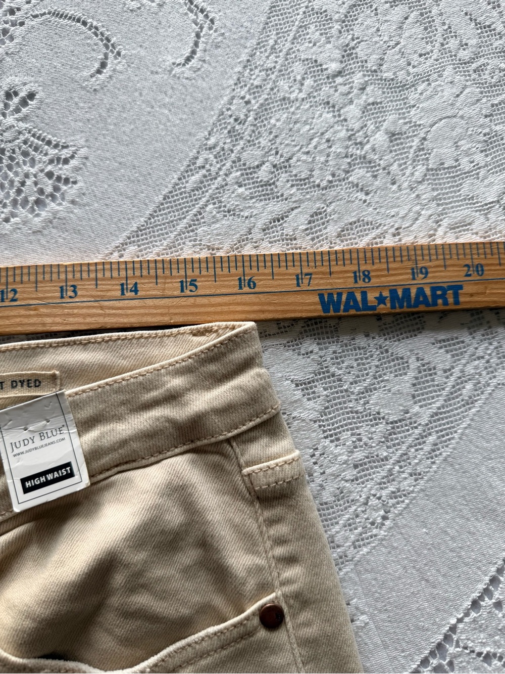 Judy Blue Women's Garment Dyed High Waist Wide Leg Distressed Jeans Tan 15/32 - Picture 10 of 16